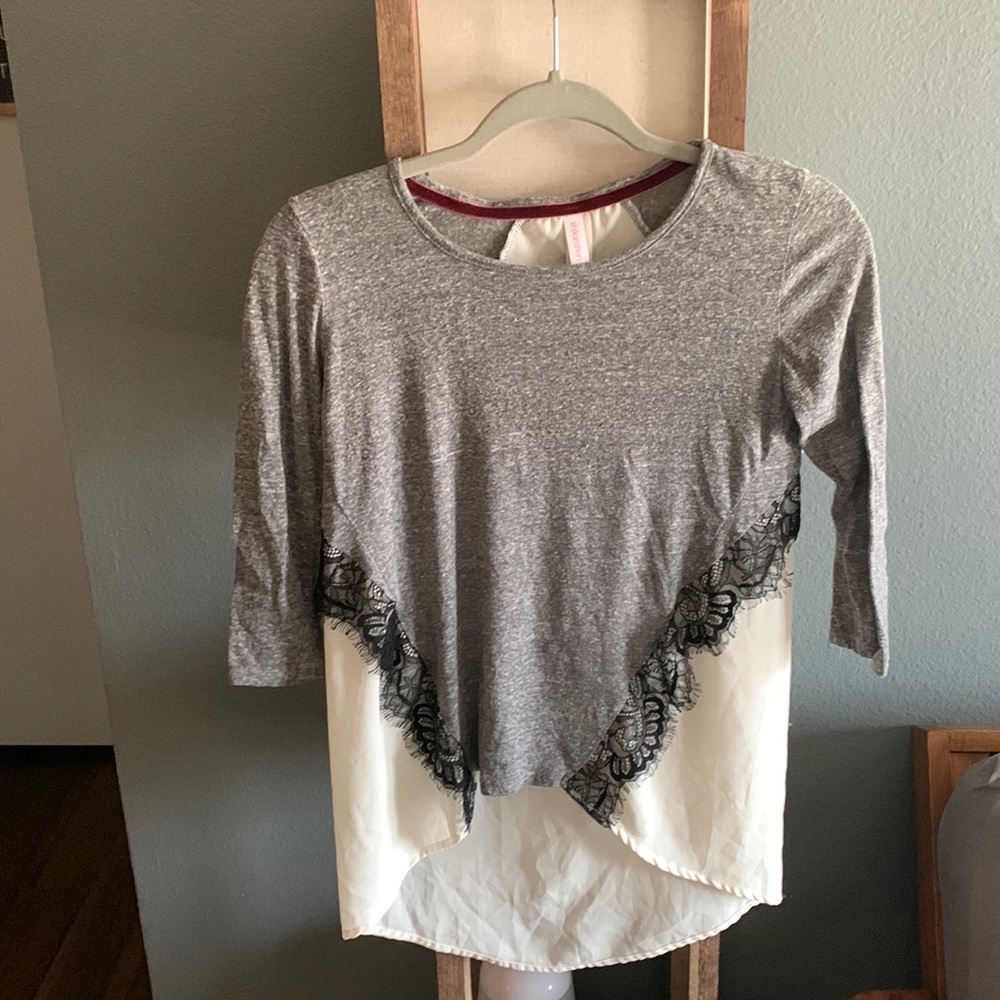 Womens xhilaration long sleeve top with black lace details